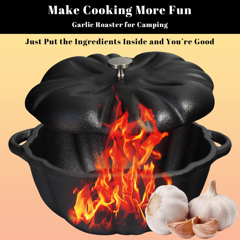 AOKDEER Garlic Roaster, Cast Iron Garlic Roaster for Kitchen Grill Oven, Dining Room, Indoor or Outdoor, BBQ Grill Garlic Tools, Garlic Baker for Picnic Camping Patio Backyard Cooking - Grill Parts America