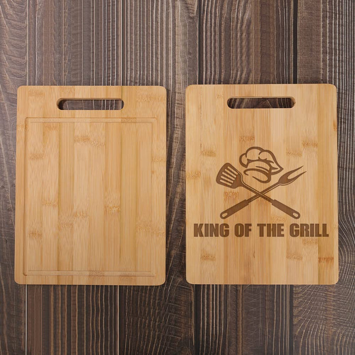 KITCHENVOY King of The Grill Bamboo Cutting Board for Men - Dad Cutting Board - Grilling Gifts for Men, Birthday Gift for Dad, Kitchen Gift for Husband on Anniversary - BBQ Board for Godfather - Grill Parts America