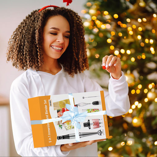 Immersion Blender Handheld Corded Hand Blender 1100W, Trigger Variable Speed 5 in 1 Stick Blender, Emulsion Blender with Chopper, Whisk and Frother for Soup, Baby Food and Smoothies - Grill Parts America