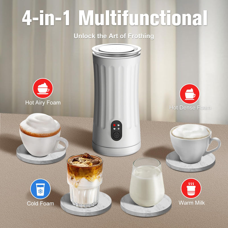 Generic Electric Milk Frother, 4-in-1 Milk Steamer and Frother, 8.1oz/240ml Automatic Warm and Cold Foam Maker, Milk Warmer and Coffee Frother for Latte, Cappuccino, Macchiato(White), SS-001 - Grill Parts America