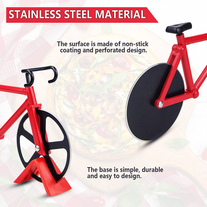 ODDIER Bicycle Shape Pizza Cutter,Ergonomic Handle Cutter, Baking Slicer Blade Stainless Steel Knife,Super Sharp Wheel Pizza Scraper Chopper - Grill Parts America