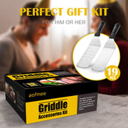 Griddle Accessories Kit, 19 Pcs Flat Top Grill Accessories Set for Blackstone and Camp Chef, Griddle Tools Set with Basting Cover, Spatula, Scraper, Bottle, Tongs, Egg Ring for Outdoor BBQ and Camping - Grill Parts America
