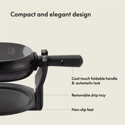 BELLA Classic Rotating Belgian Waffle Maker with Nonstick Plates, Removable Drip Tray, Adjustable Browning Control and Cool Touch Handles, Black - Grill Parts America