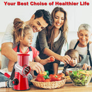 Geedel Rotary Cheese Grater, Kitchen Mandoline Vegetable Slicer with 3 Interchangeable Blades, Easy to Clean Grater for Fruit, Vegetables, Nuts - Grill Parts America