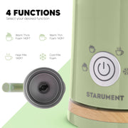 Starument Electric Milk Steamer & Frother - Automatic Foamer & Heater for Coffee Drinks - 4 Settings for Cold, Airy, Dense Foam & Warm Milk - Grill Parts America