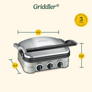Cuisinart Panini Press, Stainless Steel Griddler, Sandwich Maker & More, 5-IN-1, GR-4NP1 - Grill Parts America