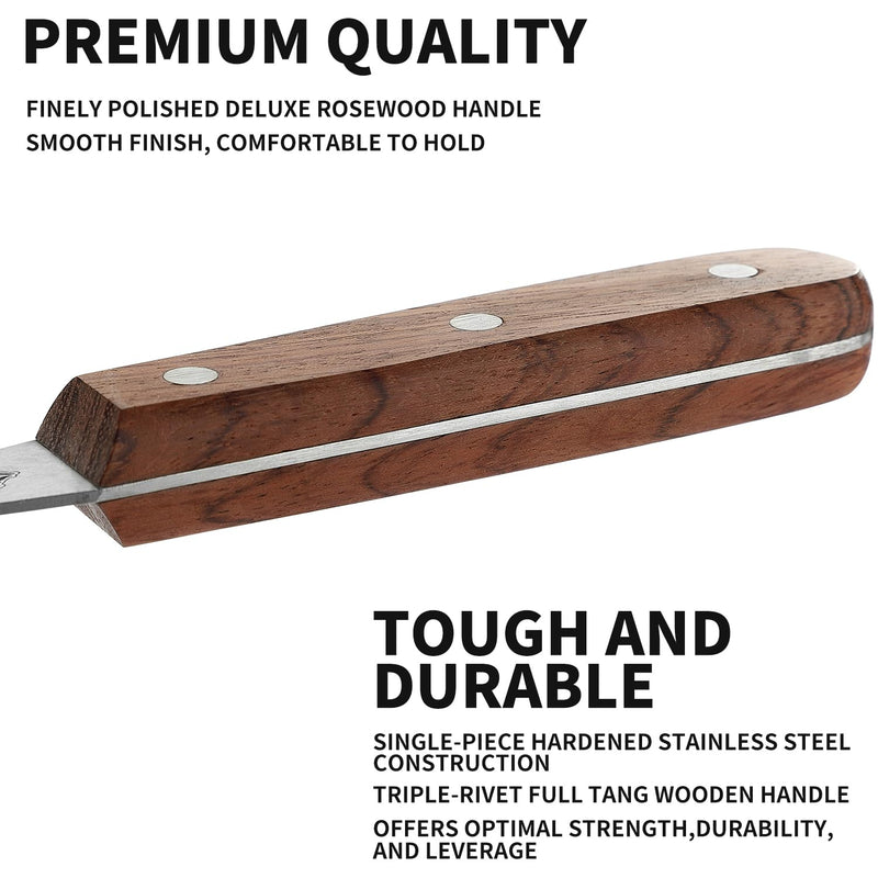 GRILLGEN 6-Piece Professional Griddle Accessories Kit for Griddle Cooking, Premium Rosewood Handles Spatulas Set with Scraper, Santoku Knife, Carving Fork, Storage Bag, Flat Top Grill Accessories - Grill Parts America