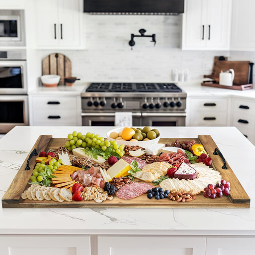 GASHELL Noodle Board Stove Cover with Handles for Electric, Gas Stove Top (Acacia Wood) - Grill Parts America