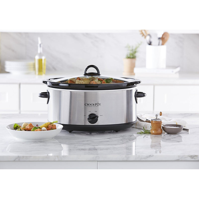 Crock-Pot 7 Quart Oval Manual Slow Cooker, Stainless Steel (SCV700-S-BR), Versatile Cookware for Large Families or Entertaining - Grill Parts America