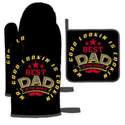 ORALBY Dad Oven Mitt and Potholder Dad Print Kitchen Accessories Sunflower Kitchen Gloves Gift - Dad Gift for Father's Day Heat Resistant Baking Cooking Grilling - Grill Parts America