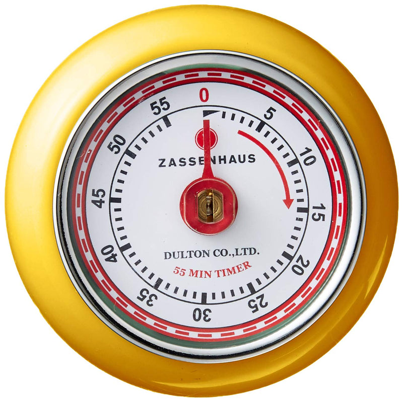 Zassenhaus Magnetic Retro Kitchen, Classic Mechanical Cooking Timer (Yellow), 2.75-Inch - Grill Parts America