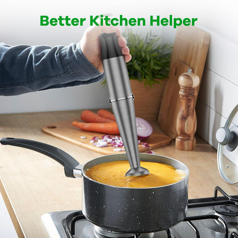 Immersion Blender Handheld Corded Hand Blender 1100W, Trigger Variable Speed 5 in 1 Stick Blender, Emulsion Blender with Chopper, Whisk and Frother for Soup, Baby Food and Smoothies - Grill Parts America