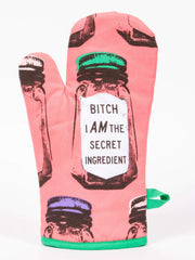 Blue Q Oven Mitt, Bitch I Am The Secret Ingredient, Super-Insulated Quilting, Natural-Fitting Shape, 100% Cotton - Grill Parts America