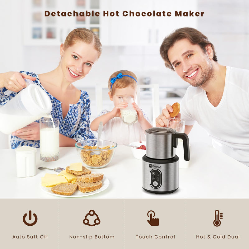 Frossvt Electric Milk Frother, 4 in 1 Milk Frother and Steamer, 350ml Hot/Cold Foam Maker for Hot and Cold Milk Froth, Hot Milk, Chocolate Milk with Silicone Spatula & 2 Whisks - Grill Parts America