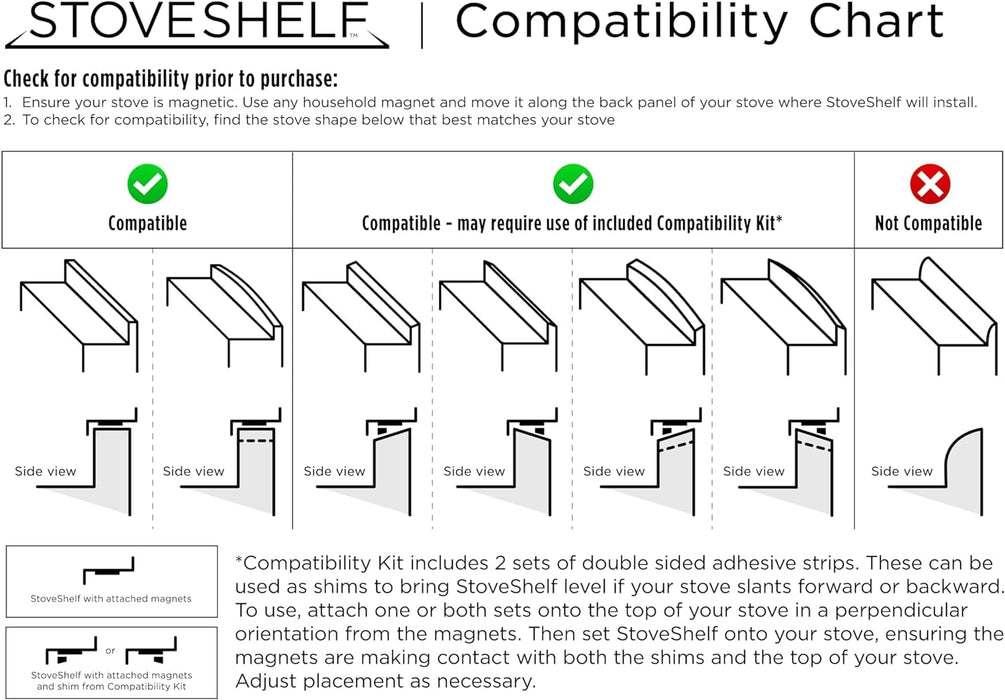 StoveShelf 30" Length Black Magnetic Shelf for Kitchen Stove - Kitchen Storage Solution with Zero Installation - Over Stove Spice Rack Organizer - Grill Parts America