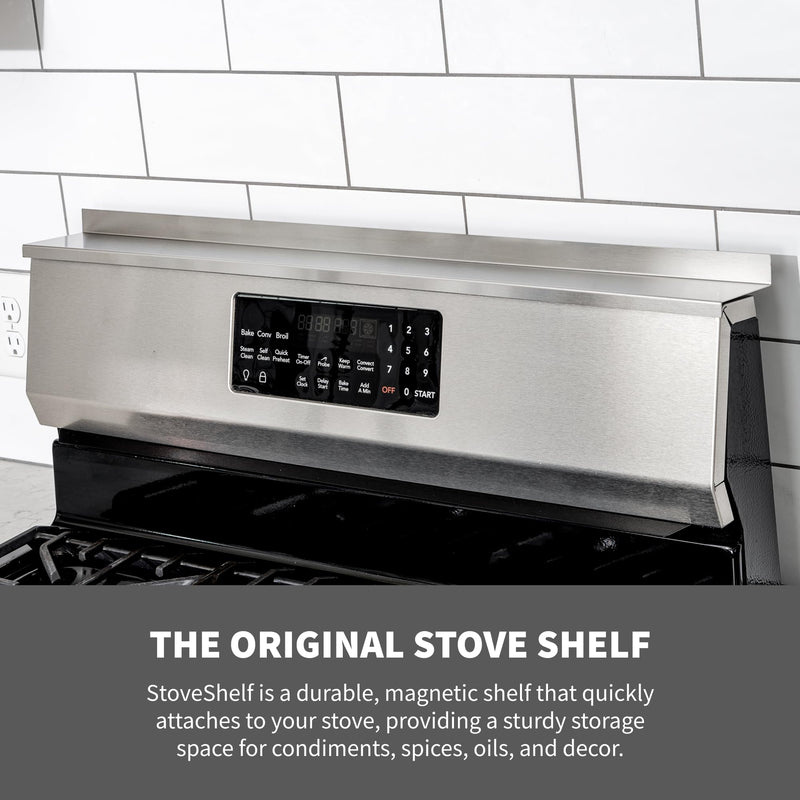 StoveShelf 30" Length Black Magnetic Shelf for Kitchen Stove - Kitchen Storage Solution with Zero Installation - Over Stove Spice Rack Organizer - Grill Parts America