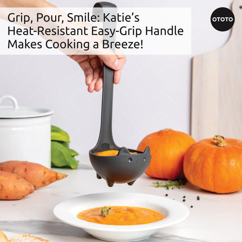 NEW!! Katie Cat Soup Ladle by OTOTO - Halloween Gifts Black Cat, Gothic Gifts, Gifts for Cat Lovers - Spooky Cat Gift, Cute Kitchen Accessories, Funny Kitchen Gadgets, Fun Gifts (Katie Cat, Black) - Grill Parts America