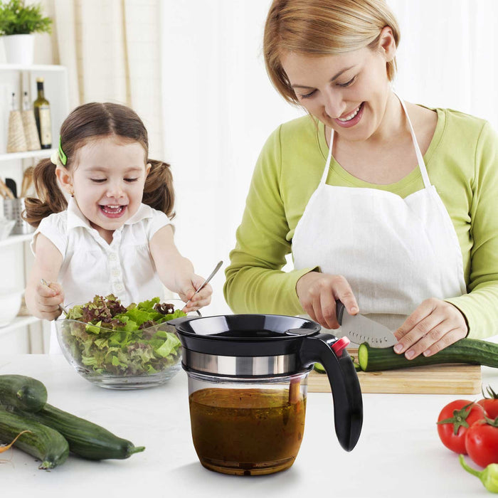 Fat Separator With Bottom Release, 4 Cup Gravy Separator for Cooking with Oil Strainer, Kitchen Gadgets Grease Separator Packaged with a 3-in-1 Multifunctional Peeler (Red) - Grill Parts America