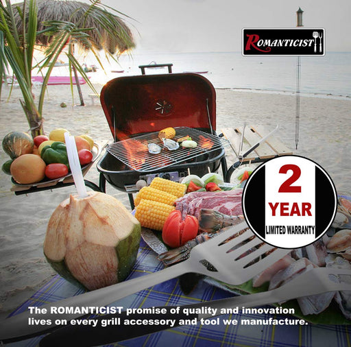 ROMANTICIST 4pc Heavy Duty Grill Accessories for Top Chef - Professional Grill Tools Set & Basic BBQ Tools for Backyard Restaurant Outdoor Kitchen - Deluxe Grill Gift for Dad on Father’s Day Birthday - Grill Parts America