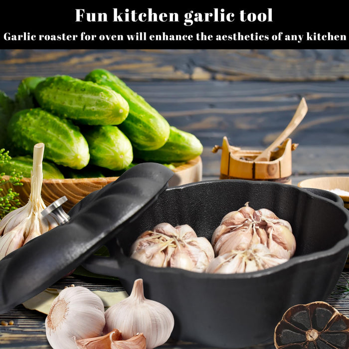 AOKDEER Garlic Roaster, Cast Iron Garlic Roaster for Kitchen Grill Oven, Dining Room, Indoor or Outdoor, BBQ Grill Garlic Tools, Garlic Baker for Picnic Camping Patio Backyard Cooking - Grill Parts America