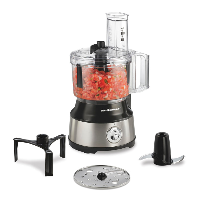 Hamilton Beach Food Processor & Vegetable Chopper for Slicing, Shredding, Mincing, and Puree, 10 Cups + Easy Clean Bowl Scraper, Black and Stainless Steel (70730) - Grill Parts America