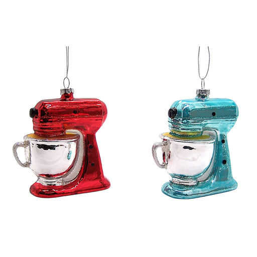 Glittery Stand Mixer Ornaments, 2 Assorted Designs, Christmas Decoration, Holiday Baking Theme, 4 Inches - Grill Parts America