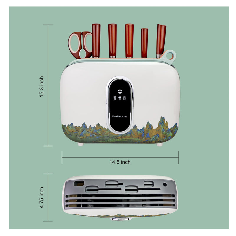 Charmline Smart Cutting Board Set, Chopping Board Self Cleaning Holder with Coded 3pcs Cutting Boards, 4 knives, Scissors and Knife Sharpeners, Smart Appliances gadgets for Kitchen - Grill Parts America