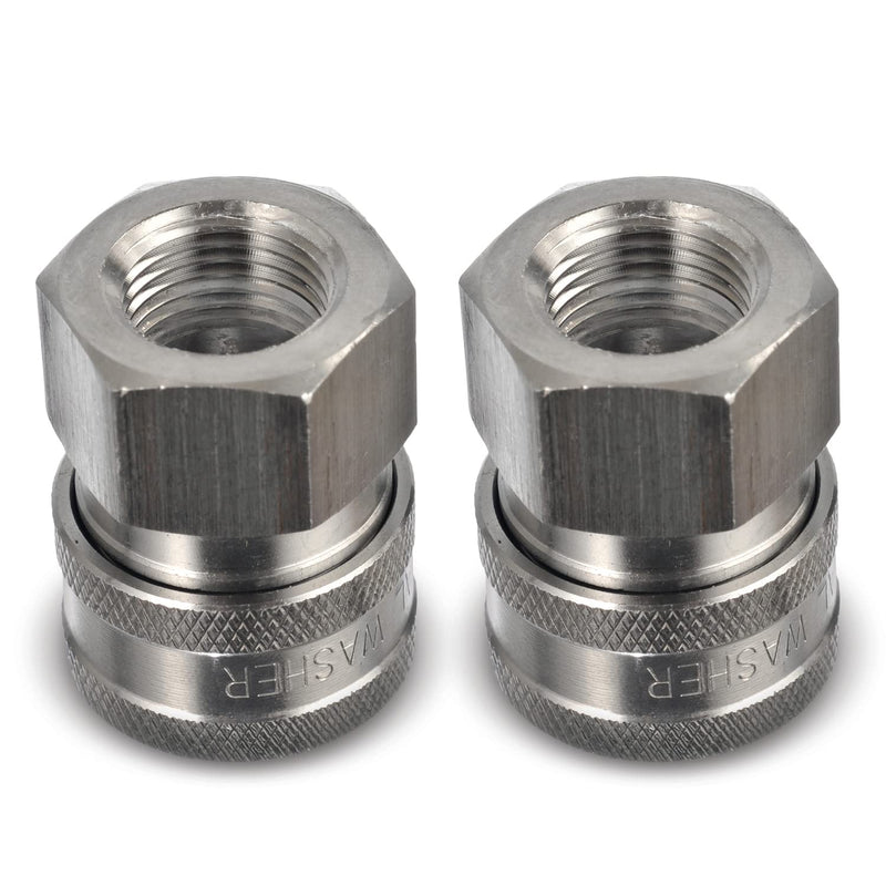 3/8 Quick Connect Fittings by ESSENTIAL WASHER - Set of 2 – 3/8 Inch Female Stainless Steel Pressure Washer Quick Connect Fittings - Quality Pressure Washer Quick Connect Kit 2-Pack - Grill Parts America