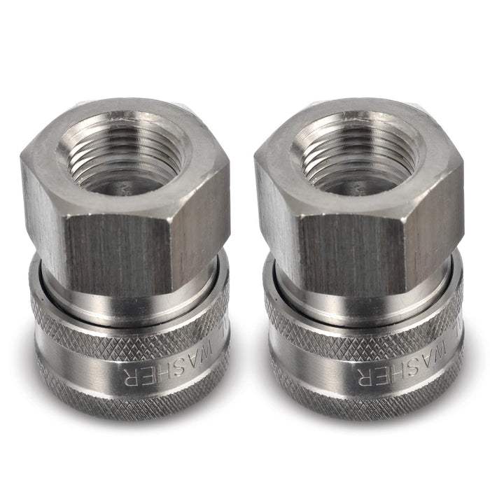3/8 Quick Connect Fittings by ESSENTIAL WASHER - Set of 2 – 3/8 Inch Female Stainless Steel Pressure Washer Quick Connect Fittings - Quality Pressure Washer Quick Connect Kit 2-Pack - Grill Parts America