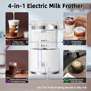Electric Milk Frother, 4 in 1 Milk Frother and Steamer, Milk Steamer,16.9OZ/500ml Automatic Warm and Cold Foam Maker for Coffee,Latte, Cappuccino, Macchiato, Hot Chocolate, Dishwasher Safe (White) - Grill Parts America