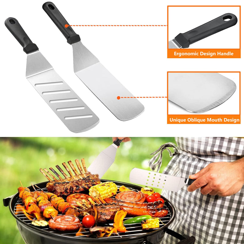 Blackstone Griddle Accessories Kit and Burger Press, 122 PCS Griddle Grill Tools Set for Blackstone Stainless Steel Grill BBQ Spatula Utensils Set with Storage Bag - Grill Parts America
