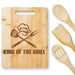 KITCHENVOY King of The Grill Bamboo Cutting Board for Men - Dad Cutting Board - Grilling Gifts for Men, Birthday Gift for Dad, Kitchen Gift for Husband on Anniversary - BBQ Board for Godfather - Grill Parts America