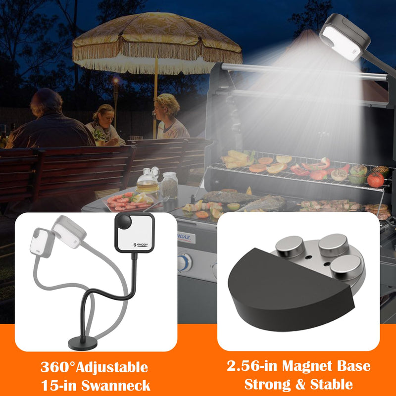 Grill Lights for Outdoor Grill, Magnetic BBQ Grill Light, Rechargeable LED BBQ Light for Grill, Solar Grill Accessories Light with Magnet Base-Flexible Gooseneck BBQ Light, Grilling Gifts for Men - Grill Parts America