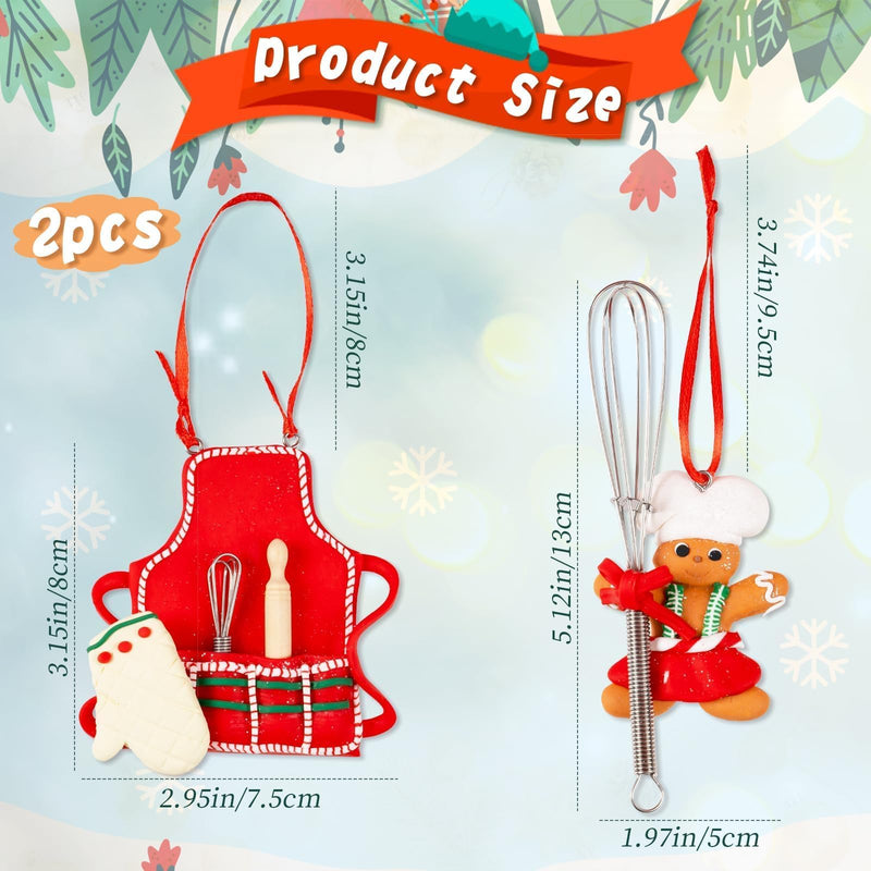 Kitchen Gingerbread Ornaments for Christmas Tree Decorations - 2pcs Clay Gingerbread Aprons Chef Baking Ornaments for Kids Adults Cooking Chef Baker Gifts for Women - Grill Parts America
