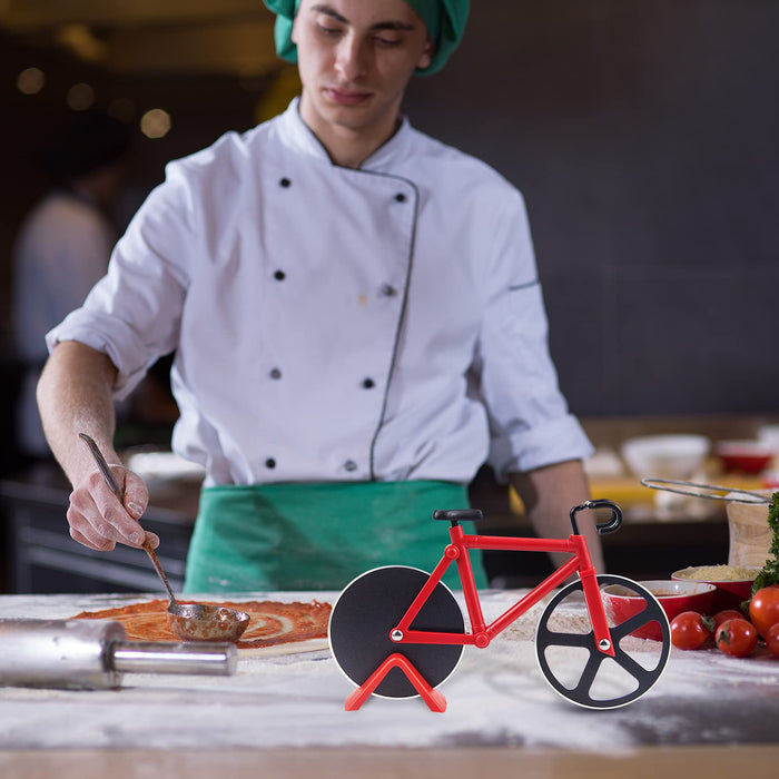 ODDIER Bicycle Shape Pizza Cutter,Ergonomic Handle Cutter, Baking Slicer Blade Stainless Steel Knife,Super Sharp Wheel Pizza Scraper Chopper - Grill Parts America