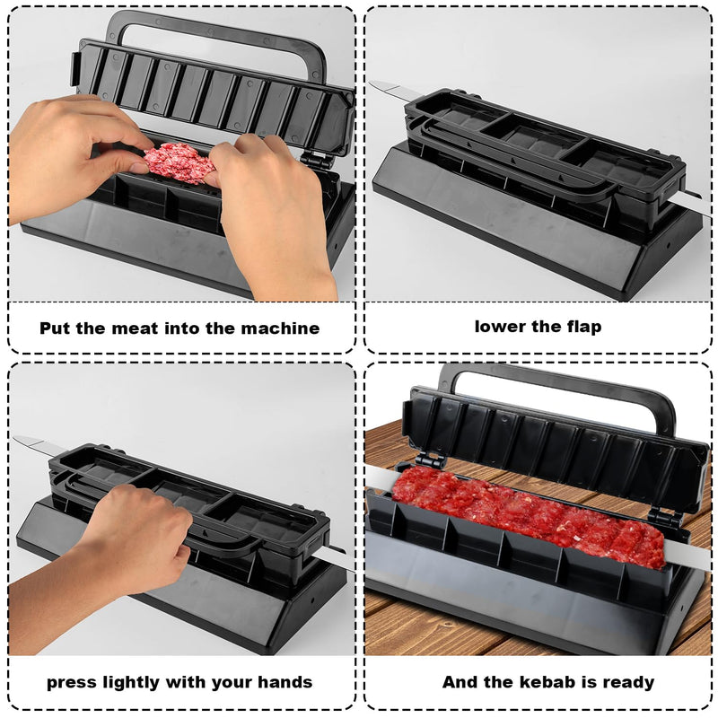 Kebab Maker Machine, Plastic Kebab Maker Press Kebab Maker Barbecue Skewers Reusable Easy Kebab Maker Grill Tool for Outdoor Barbecue Turkish Party Kebab BBQ Gadget (Black) - Grill Parts America
