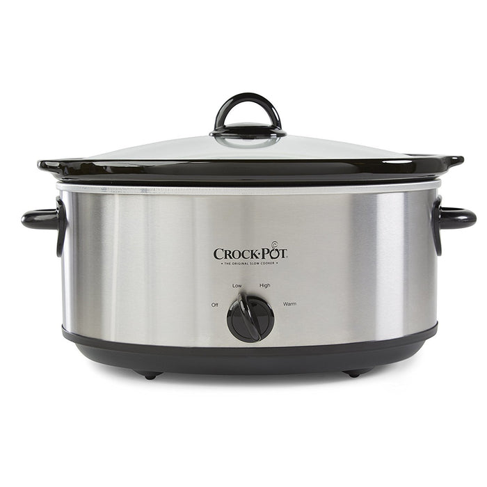 Crock-Pot 7 Quart Oval Manual Slow Cooker, Stainless Steel (SCV700-S-BR), Versatile Cookware for Large Families or Entertaining - Grill Parts America