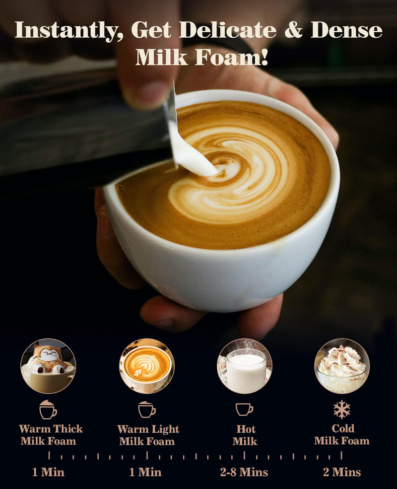 Nuovoware 4 in 1 Milk Frother and Steamer with Temperature Control Display Screen, Electric Automatic Frother for Hot Chocolate Milk, Cappuccinos, Latte, Macchiato, Black - Grill Parts America