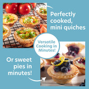Mini Pie & Quiche Maker- Nonstick Baker Cooks 6 Small Quiches or Pies in Minutes - Grill Parts America