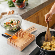 Bamboo Multi-Spoon Rest, Large Baking Tool Holder Rack, YORSEEK BBQ Grill Utensil Holder for Spatulas, Tongs, Ladles, Barbecue Grill Accessories Storage Organizer Multifunction Kitchen Gadgets - Grill Parts America