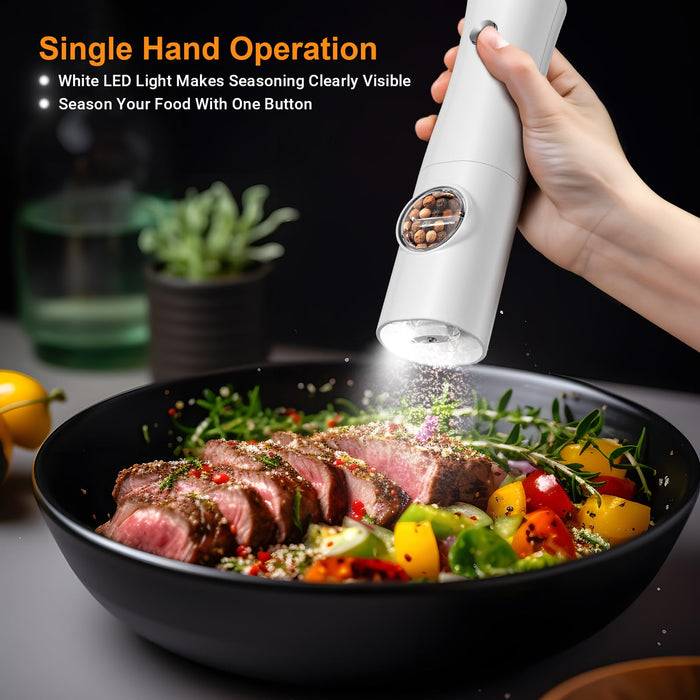 Arcselong Electric Salt And Pepper Grinder Set With Type-C Rechargeable Base, No Battery Needed, Adjustable Coarseness Electronic Spice Mill Shakers Salt And Pepper Shakers Refillable - Grill Parts America