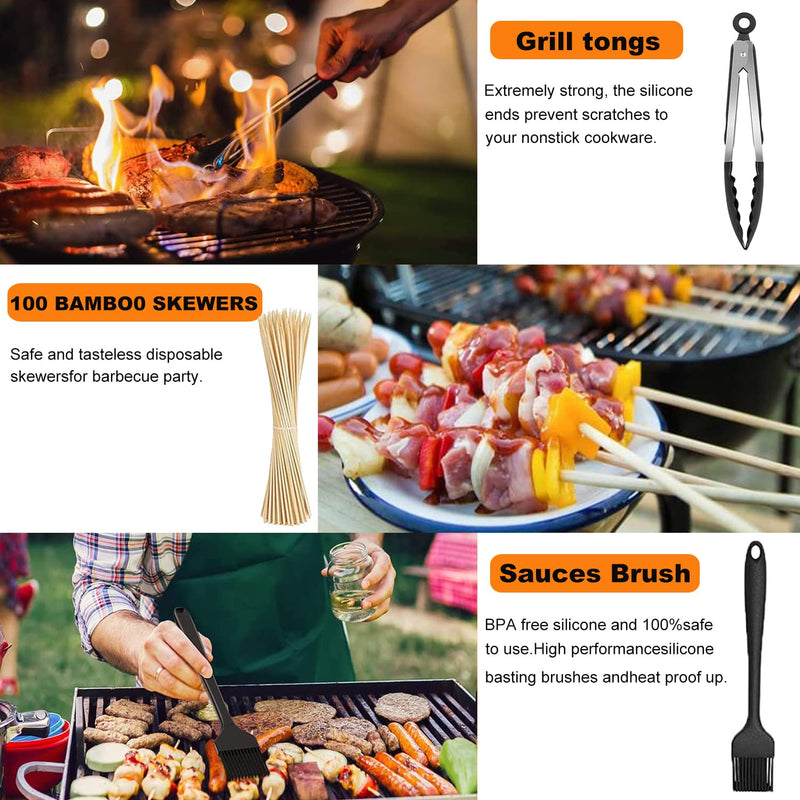Blackstone Griddle Accessories Kit and Burger Press, 122 PCS Griddle Grill Tools Set for Blackstone Stainless Steel Grill BBQ Spatula Utensils Set with Storage Bag - Grill Parts America