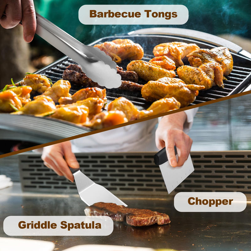 14PCS Griddle Accessories Kit, Flat Top Grill Accessories Set for Blackstone and Camp Chef, Grill Spatula Set with Enlarged Spatulas, Scraper for Outdoor Barbecue - Grill Parts America