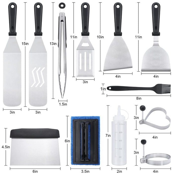 Blackstone Griddle Accessories Kit,16pcs Flat Top Grill Accessories Set for Blackstone and Camp Chef with Spatula,Scraper,Griddle Cleaning Kit &Carry Bag,Great for Outdoor BBQ & Teppanyaki and Camping - Grill Parts America