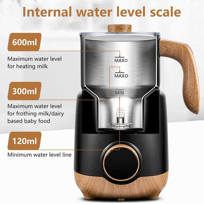 AMZCHEF 8-IN-1 Milk Frother and Steamer 550 Watts, 21 oz Split Stainless Steel Automatic Milk Steamer for Latte, Hot and Cold Milk Froth, Hot Milk, Chocolate Milk, Baby Food - Grill Parts America