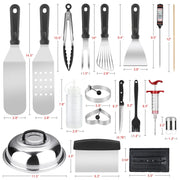 Griddle Accessories Kit, 135 Pcs Griddle Grill Tools Set for Blackstone and Camp Chef, Professional Grill BBQ Spatula Set with Basting Cover, Spatula, Scraper, Bottle, Tongs, Egg Ring - Grill Parts America