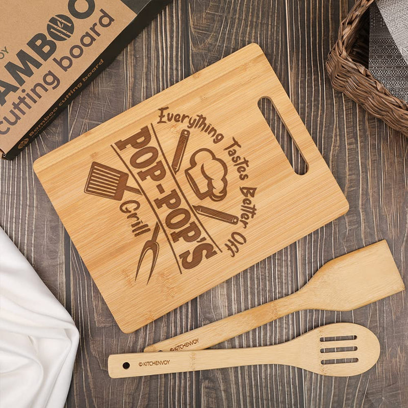 KITCHENVOY Grandpa Cutting Board - Gifts for Grandpa on Fathers Day - Pop Gifts for Grandpa from Grandkids - Grandpa Kitchen Gift for Christmas, Anniversary - Grill Parts America