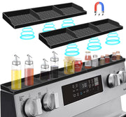 Hydream Stove Top for Silicone Shelf,30 Inch Magnetic Shelf Over the Stove Spice Rack,Kitchen Shelf for Above Stovetop Organizer Magnet Flat Back of Stove Storage Suctioned for The Stove-Black - Grill Parts America