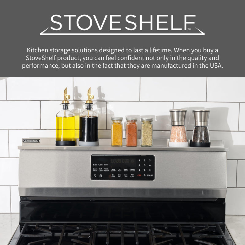 StoveShelf 30" Length Black Magnetic Shelf for Kitchen Stove - Kitchen Storage Solution with Zero Installation - Over Stove Spice Rack Organizer - Grill Parts America