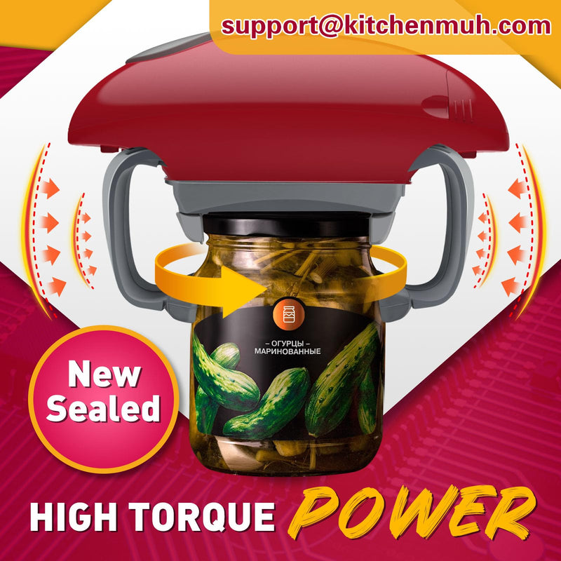 Higher Torque Electric Jar Opener for Seniors with Arthritis Fit Almost Jars Size, Strong Tough Automatic Jar Opener for Weak Hands, Hands Free Battery Operated Bottle Opener for Arthritic Hands, Red - Grill Parts America